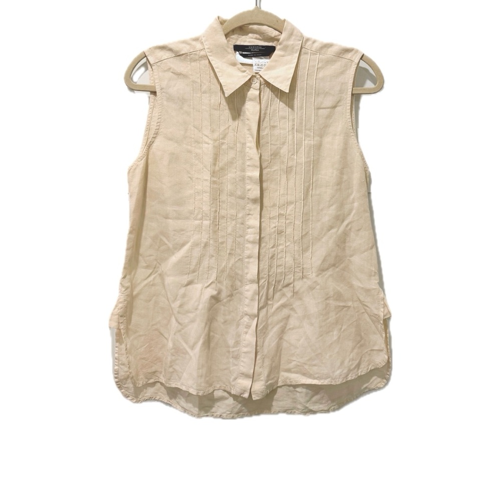 Weekend Max Mara Pleated Linen Top in Ivory